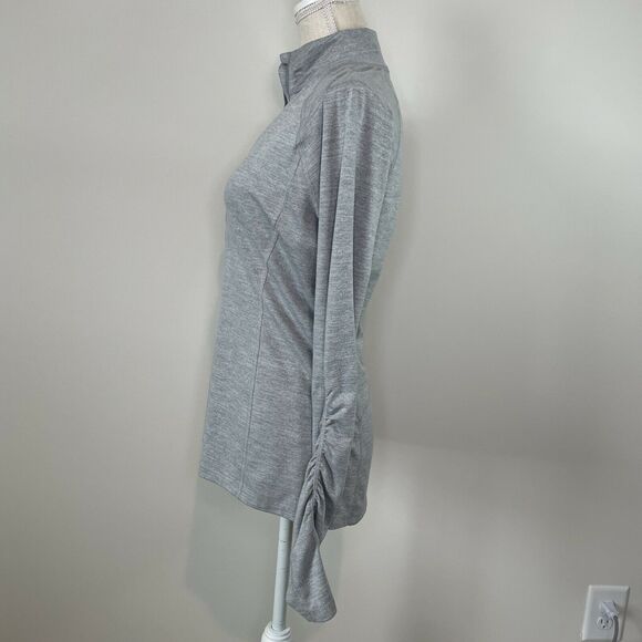 Lucy Gray 3/4 Zip Pullover Ruched Long Sleeve Women's Size Small Thumb Holes - Picture 4 of 10
